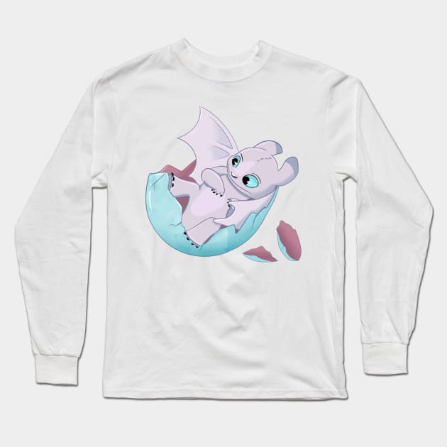 Easter dragon in egg, Light fury the dragon, how to train your dragon art, baby dragon Long Sleeve T-Shirt by PrimeStore